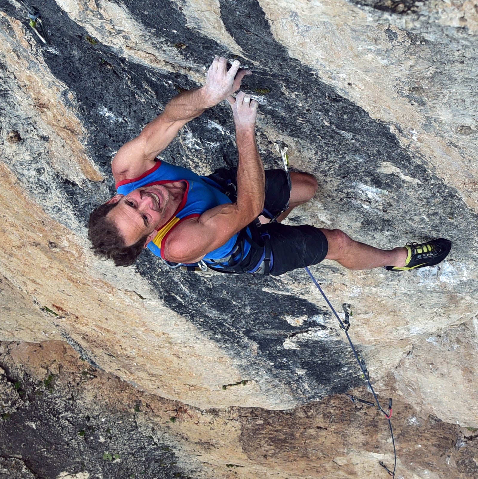 Eric Horst climbing Born on the Fourth of July, Ten Sleep Canyon, WY.