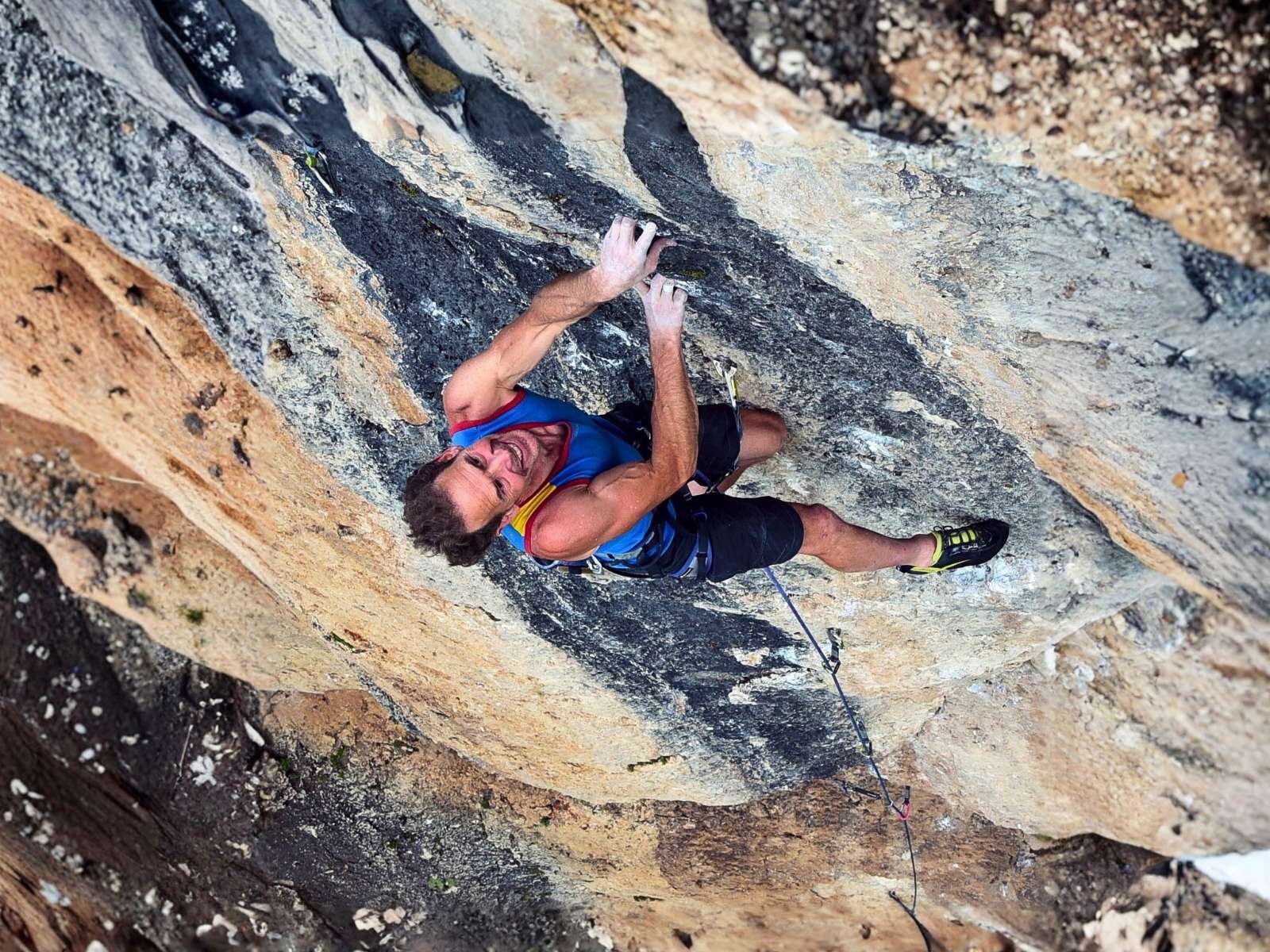 physivantage founder Eric Horst climbing Born on the 4th of July at Tyrell, Ten Sleep Canyon, WY